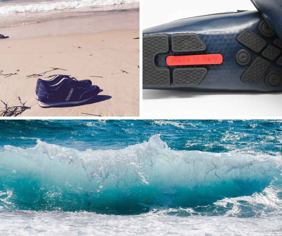 NOHARM® shoe on sandy beach